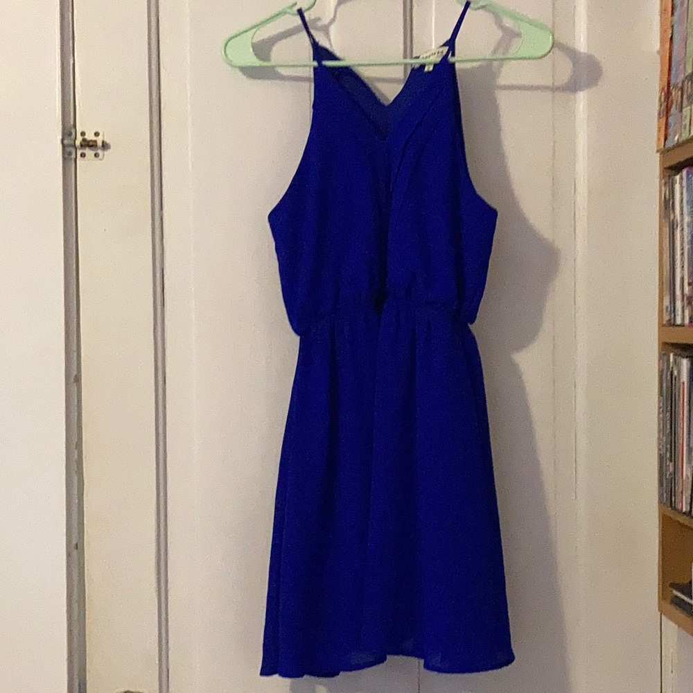 Royal blue high neck dress